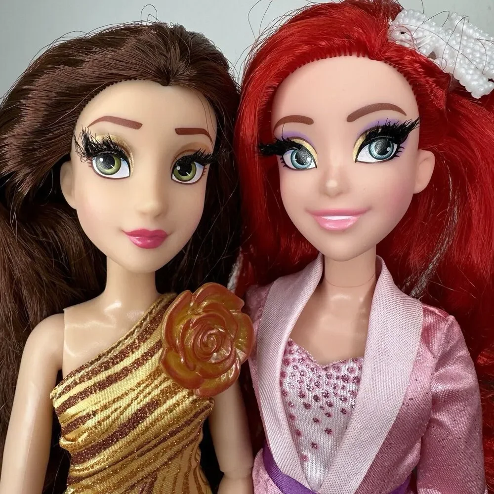 Disney Princess Ariel Belle Style Series Doll Lot 2 Set Eyelashes Shoes Mermaid